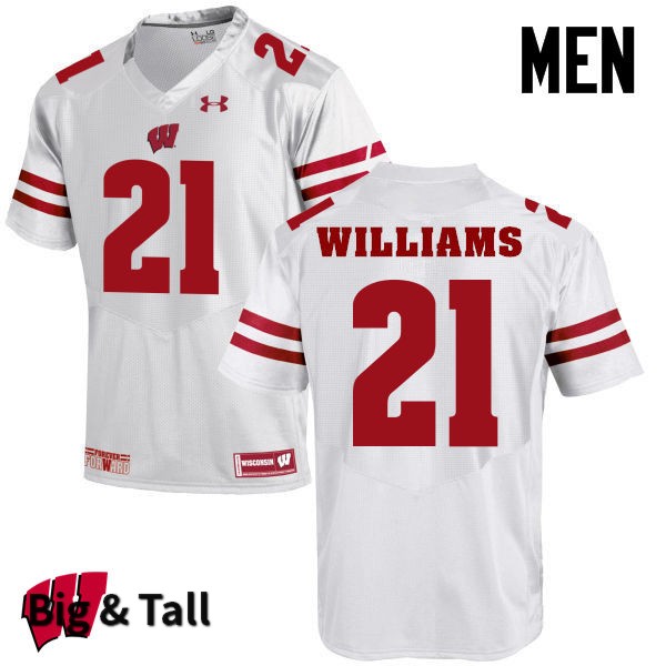 Wisconsin Badgers Men's #21 Caesar Williams NCAA Under Armour Authentic White Big & Tall College Stitched Football Jersey VE40A05YS